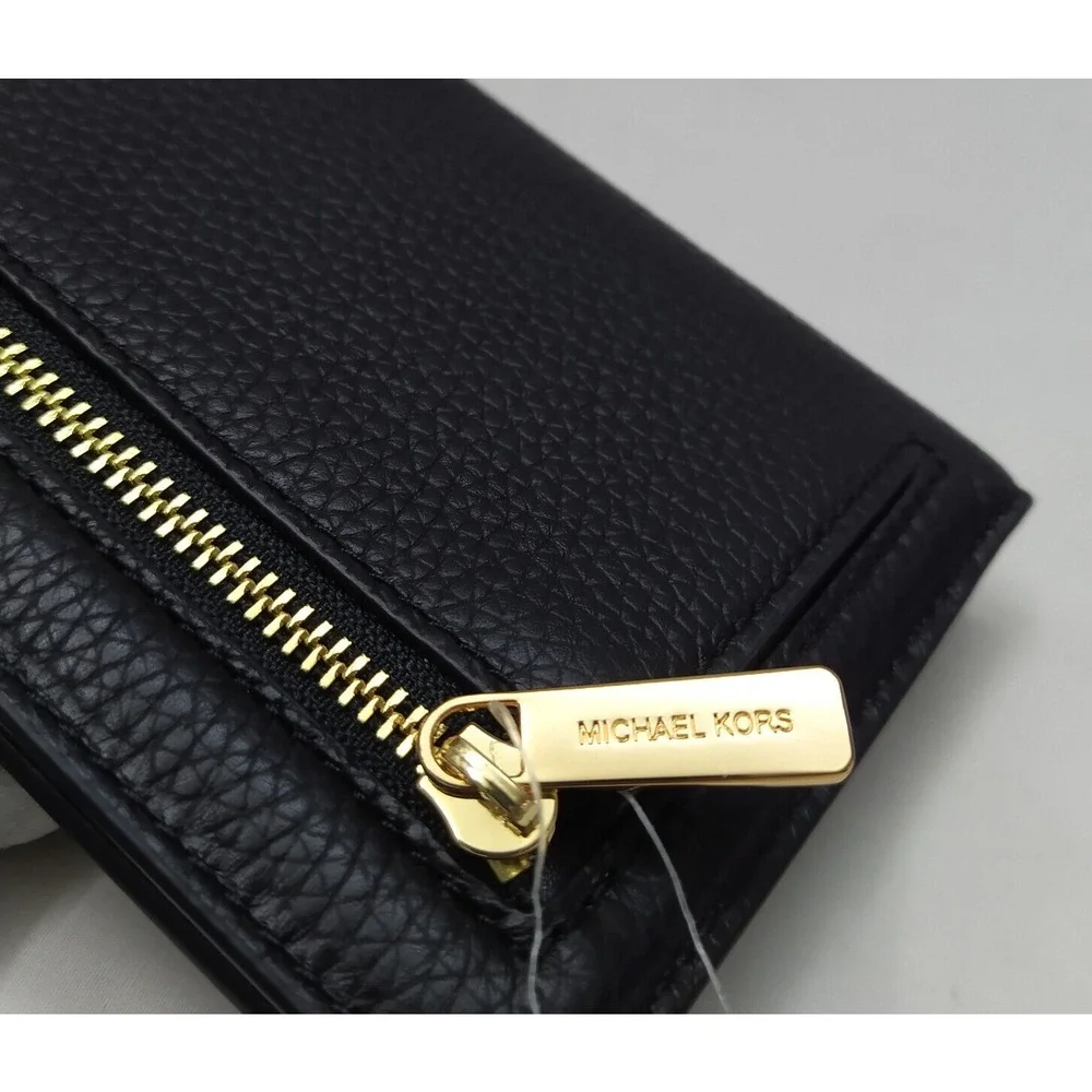 Michael Kors Black Pebbled Leather Credit Card Bifold Wallet - NWT $298